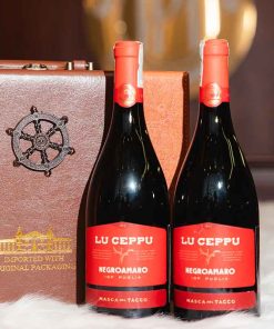 HỘP QUÀ DA 2 Chai Rượu Vang Ý Masca Del Tacco Lu Ceppu Negroamaro IGP Puglia